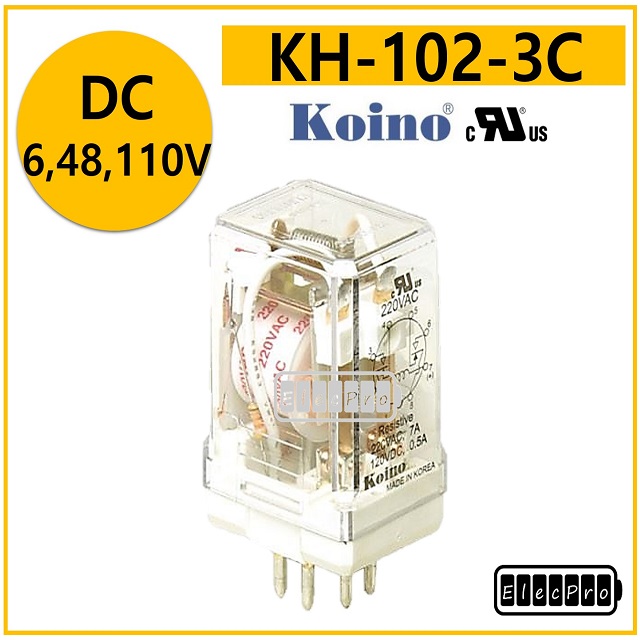 [10개단위 판매] 건흥전기 파워릴레이 KH-102-3C (DC6/ 48/ 110V) 계전기 RELAY 건흥릴레이 일렉프로