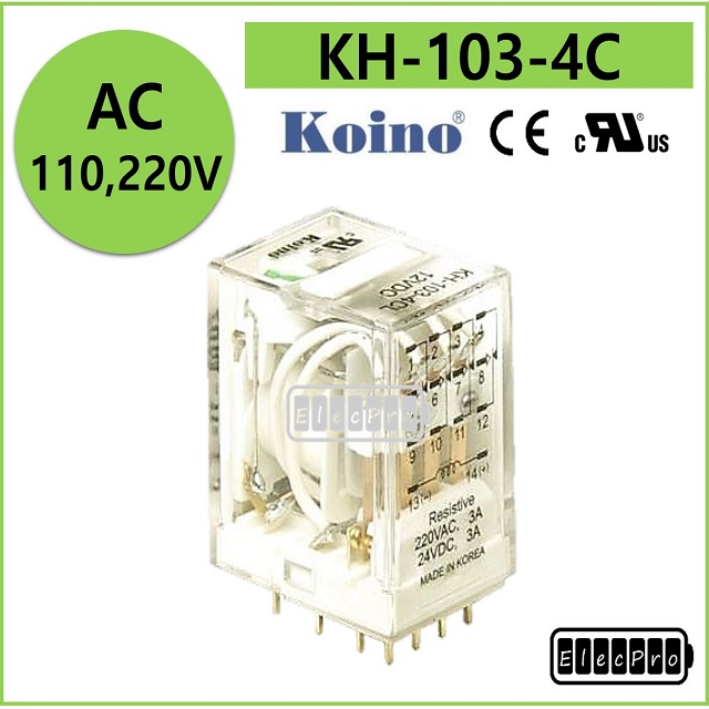 [10개단위 판매] 건흥전기 파워릴레이 KH-103-4C (AC110/ 220V) 계전기 RELAY 건흥릴레이 일렉프로