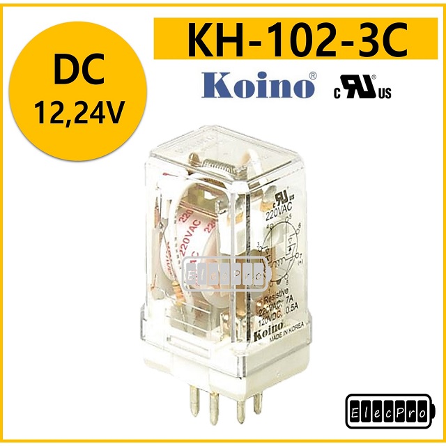 [10개단위 판매] 건흥전기 파워릴레이 KH-102-3C (DC12/ 24V) 계전기 RELAY 건흥릴레이 일렉프로